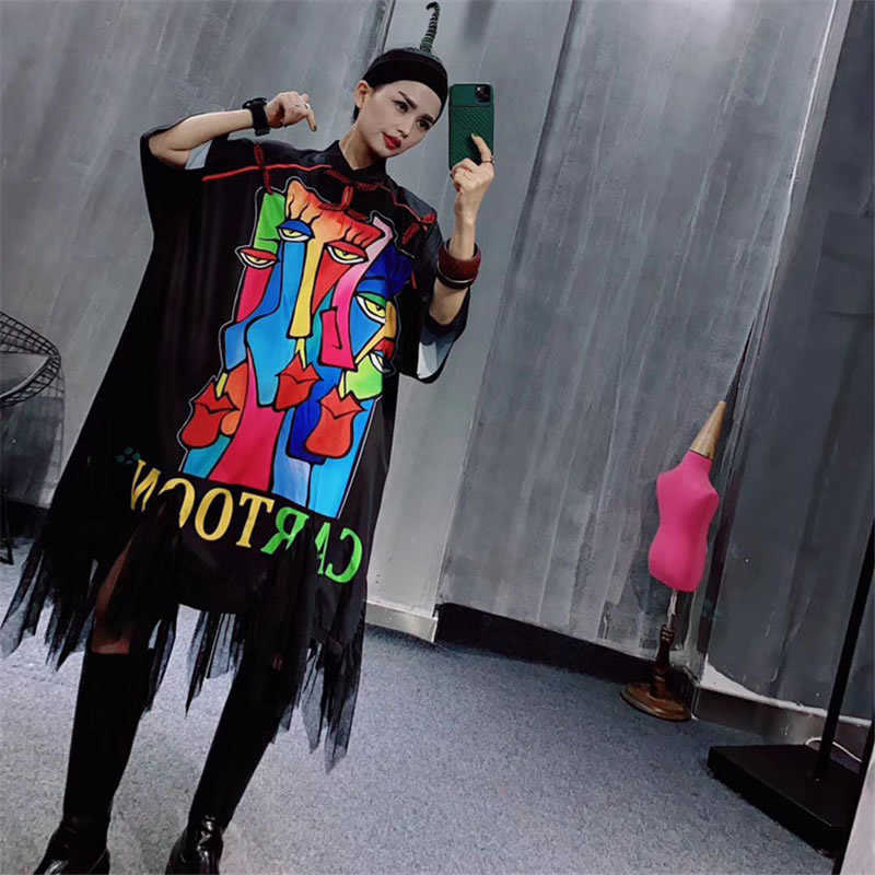 XITAO Irregular Tassel Dress Fashion Print Pattern Letter Plus Size Small Fresh Spring Summer Pullover Dress XJ4434 210224