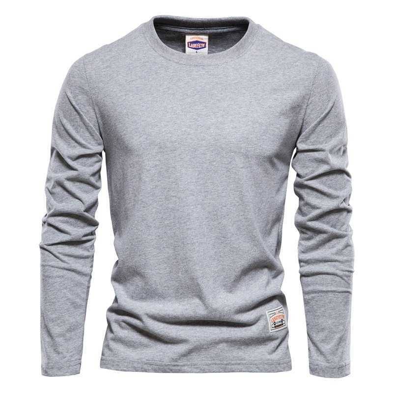 100% Cotton Long Sleeve T shirt For Men Solid Spring Casual Mens T-shirts High Quality Male Tops Classic Clothes Men's T-shirts 210715