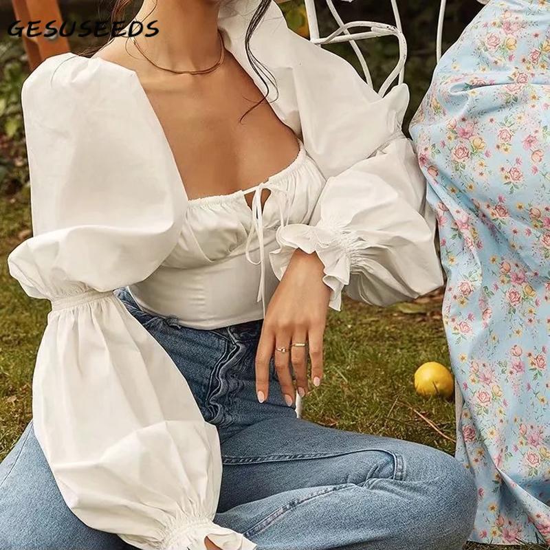 Women's Blouses & Shirts Long Sleeve Top Women Vintage Blouse Sexy Square Neck Corset White Shirt Solid Elegant Cropped Korean Streetwear 20
Women's Blouses & Shirts Long Sleeve Top Women Vintage Blouse Sexy Square Neck Corset White Shirt Solid Elegant Cropped Korean Streetwear 20