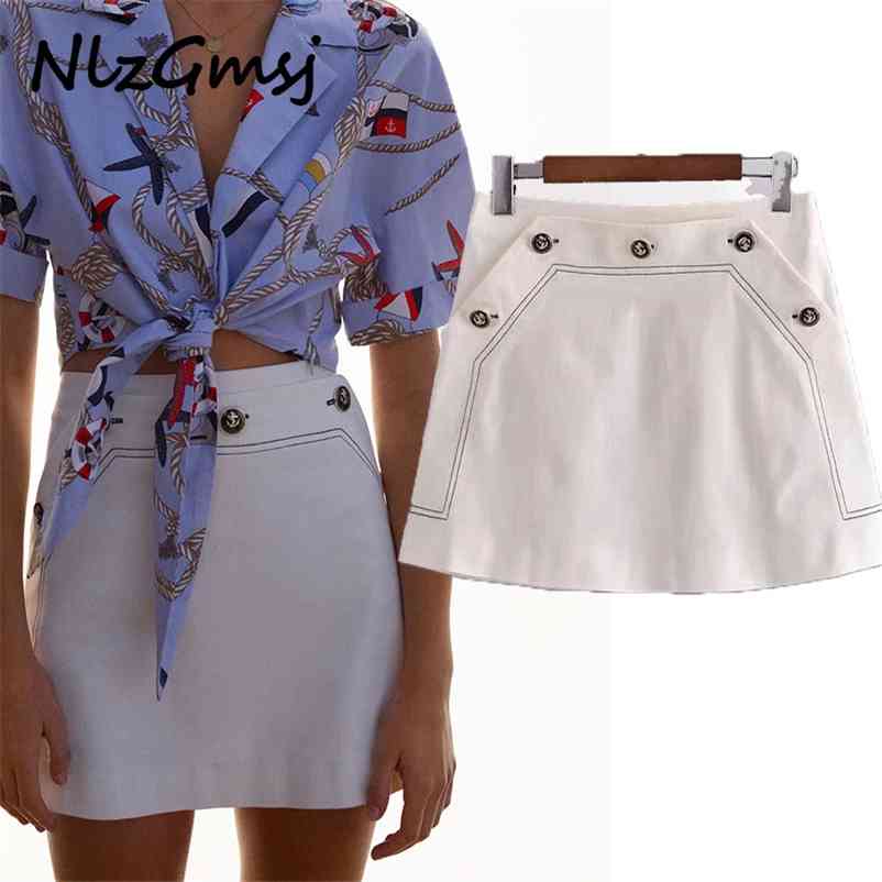 Mini Skirt High Waist Summer White Vintage Button Down Short Fashion Flared Ladies 03 210628, As picture
Mini Skirt High Waist Summer White Vintage Button Down Short Fashion Flared Ladies 03 210628, As picture