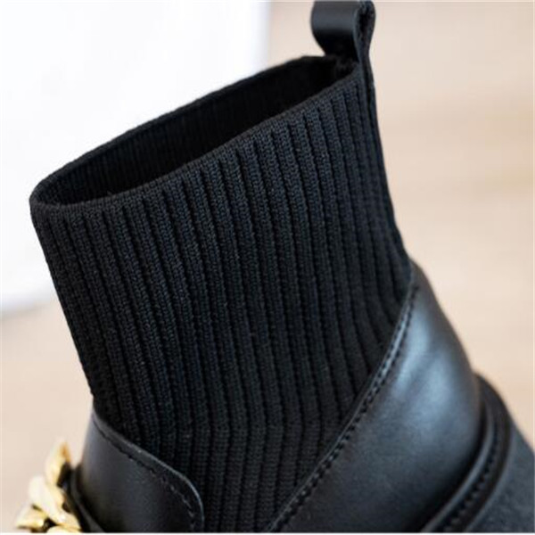Top quality kids socks boots autumn winter childrens martin boots high girl leather shoes - view 8