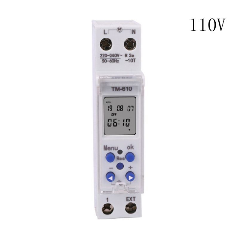 TM610 220V/110V Timer Switch Single Modules Din Rail 7 Days 24 Hours Programmable