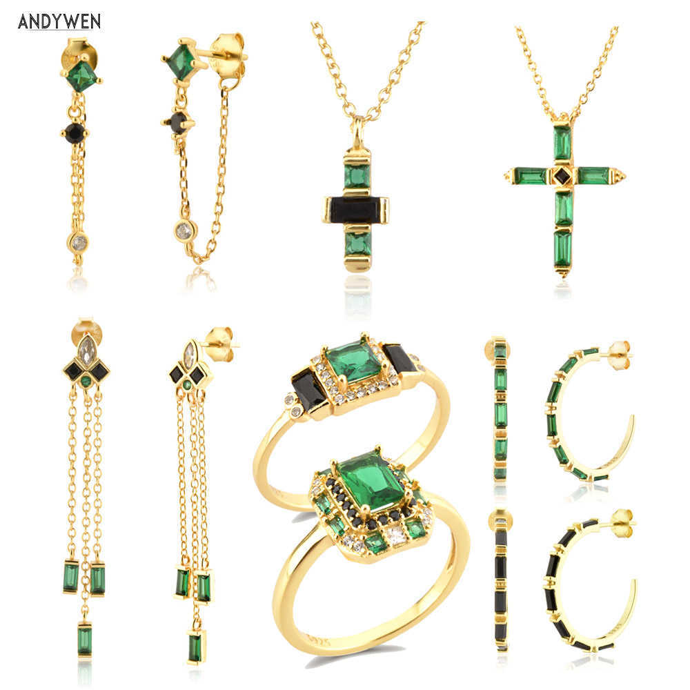 ANDYWEN 925 Sterling Silver Gold Green Black Chain Earring Cross Necklace Ring Jewelry Set Anillo Fino Sabrina Zircon Jewels 210608, White
ANDYWEN 925 Sterling Silver Gold Green Black Chain Earring Cross Necklace Ring Jewelry Set Anillo Fino Sabrina Zircon Jewels 210608, White