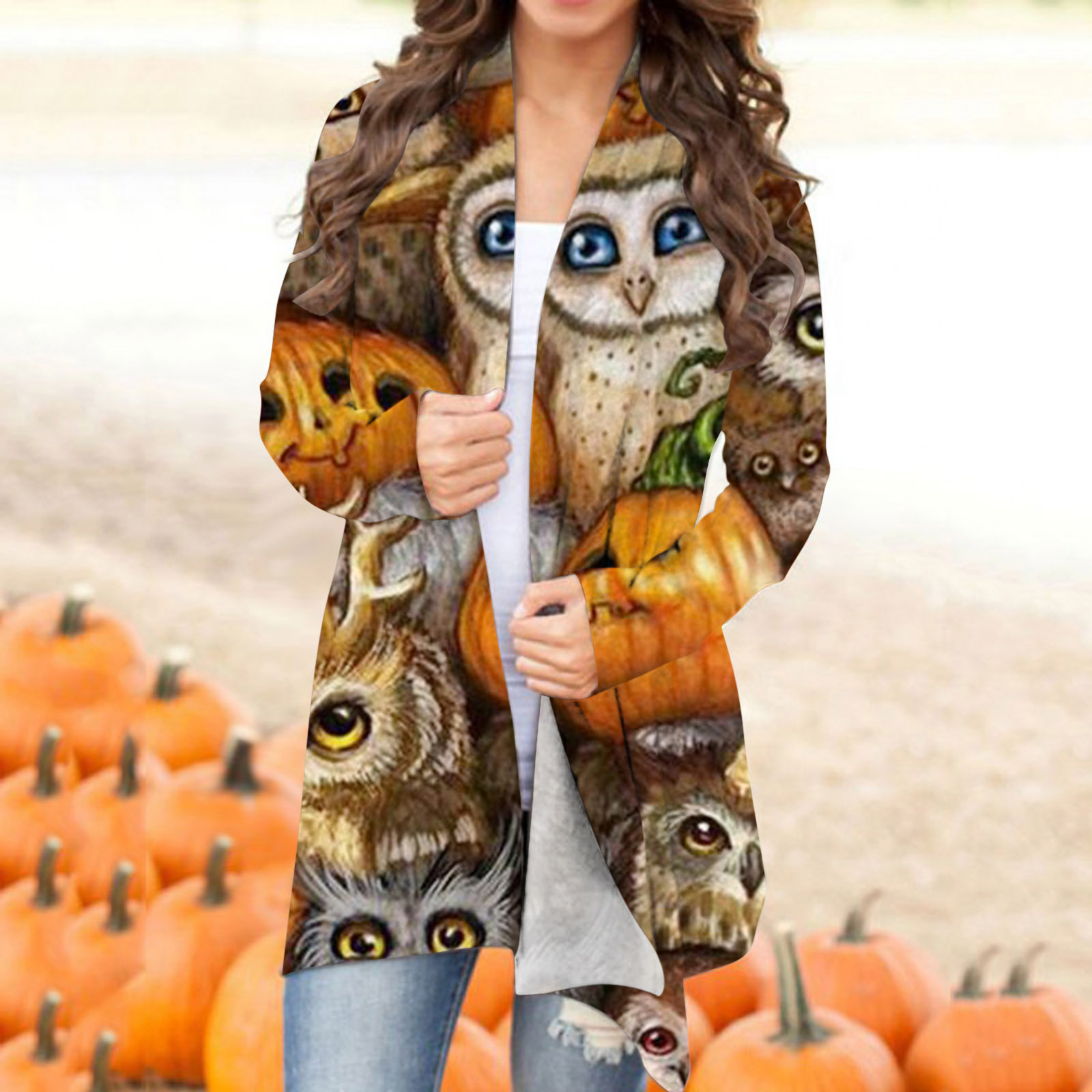 Halloween Coat Adults Personality Long-Sleeved Women's Jacket Fashion Printing Cardigan Loose Comfortable Soft, Black;brown
Halloween Coat Adults Personality Long-Sleeved Women's Jacket Fashion Printing Cardigan Loose Comfortable Soft, Black;brown