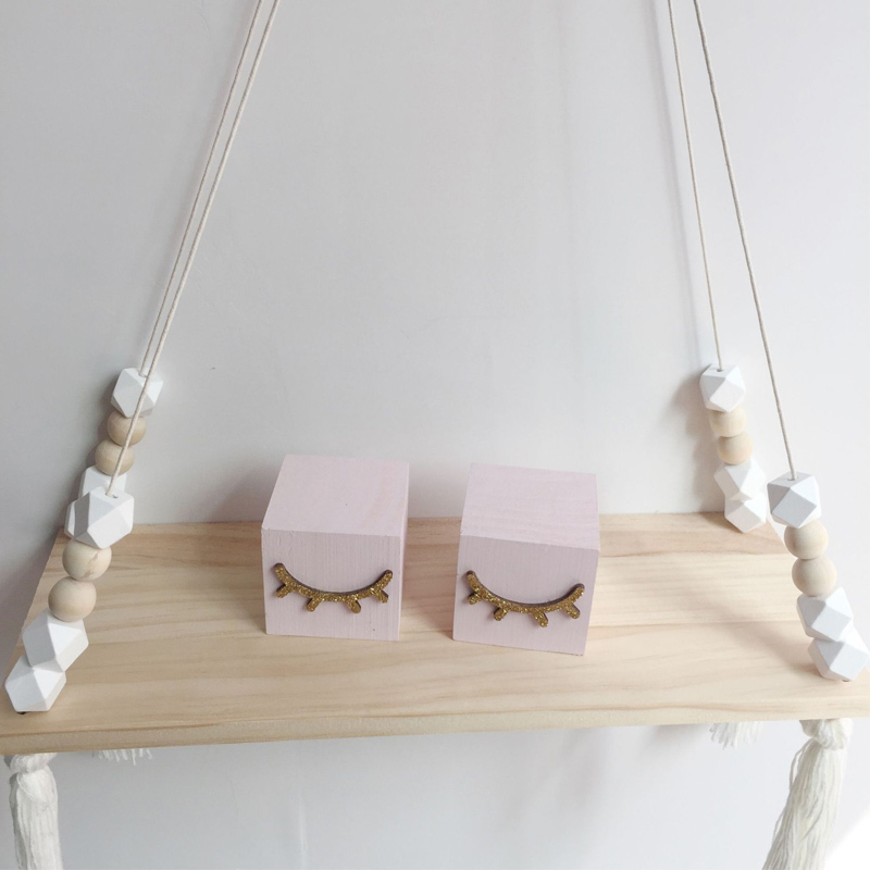 1 Pcs Wall Hanging Decor Swing Shelf Decorative Shelves Room Storage Organization personality Kids Room Wooden Beads Tassel