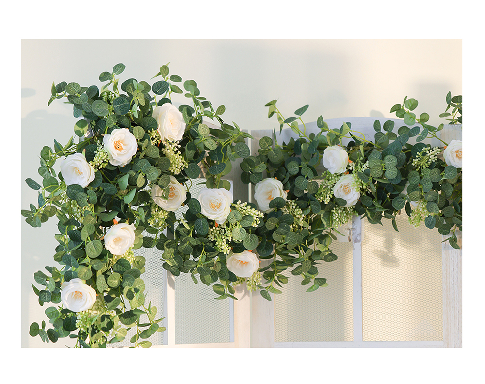 180CM Artificial Flowers Plants Wedding Party Decorations Fake Eucalyptus Vine Garland Hanging for Weddings Leaf Home Office Garden Wall Table Craft A