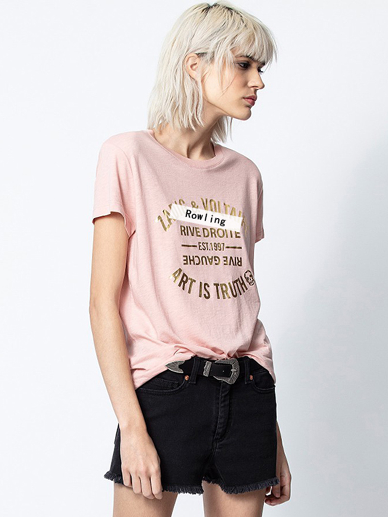 Rowling Letter Print Tee Women T-shirt 100% Cotton black graphic tees women Round Neck Short Sleeve Sumemr women tee tops 210406