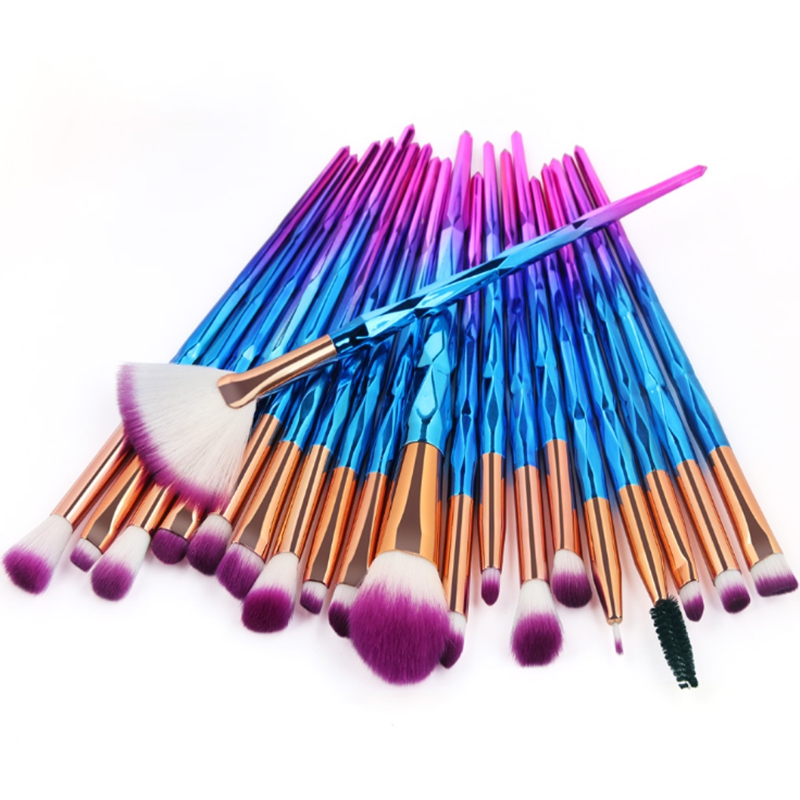 Makeup Brushes Set 20pcs Diamond Fan Powder Foundation Brush Blending Eyeshadow Lip Cosmetic Eye Make Up tool kit