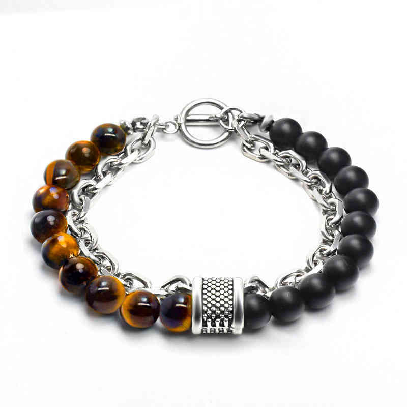 Non merchants recommend frosted stone chain combination men's Bracelet Fashion punk Bracelet, Golden;silver
Non merchants recommend frosted stone chain combination men's Bracelet Fashion punk Bracelet, Golden;silver