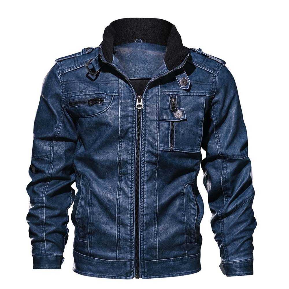 Men's PU Leather Jacket Winter Military Pilot Bomber Jackets Autumn Fashion Outerwear Motorcycle Biker Leather Coat JK18022 211018