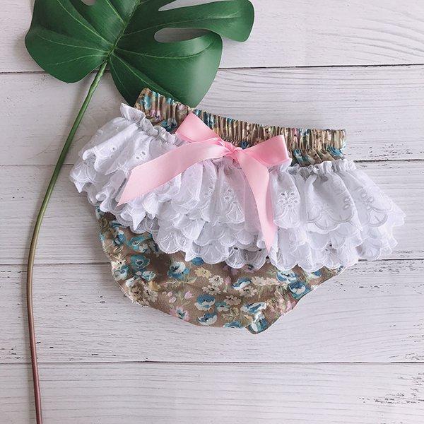 2022 new baby girls shorts lace ruffle bloomers kids boutique clothing infant girl clothes toddler cherry printed striped floral shorts