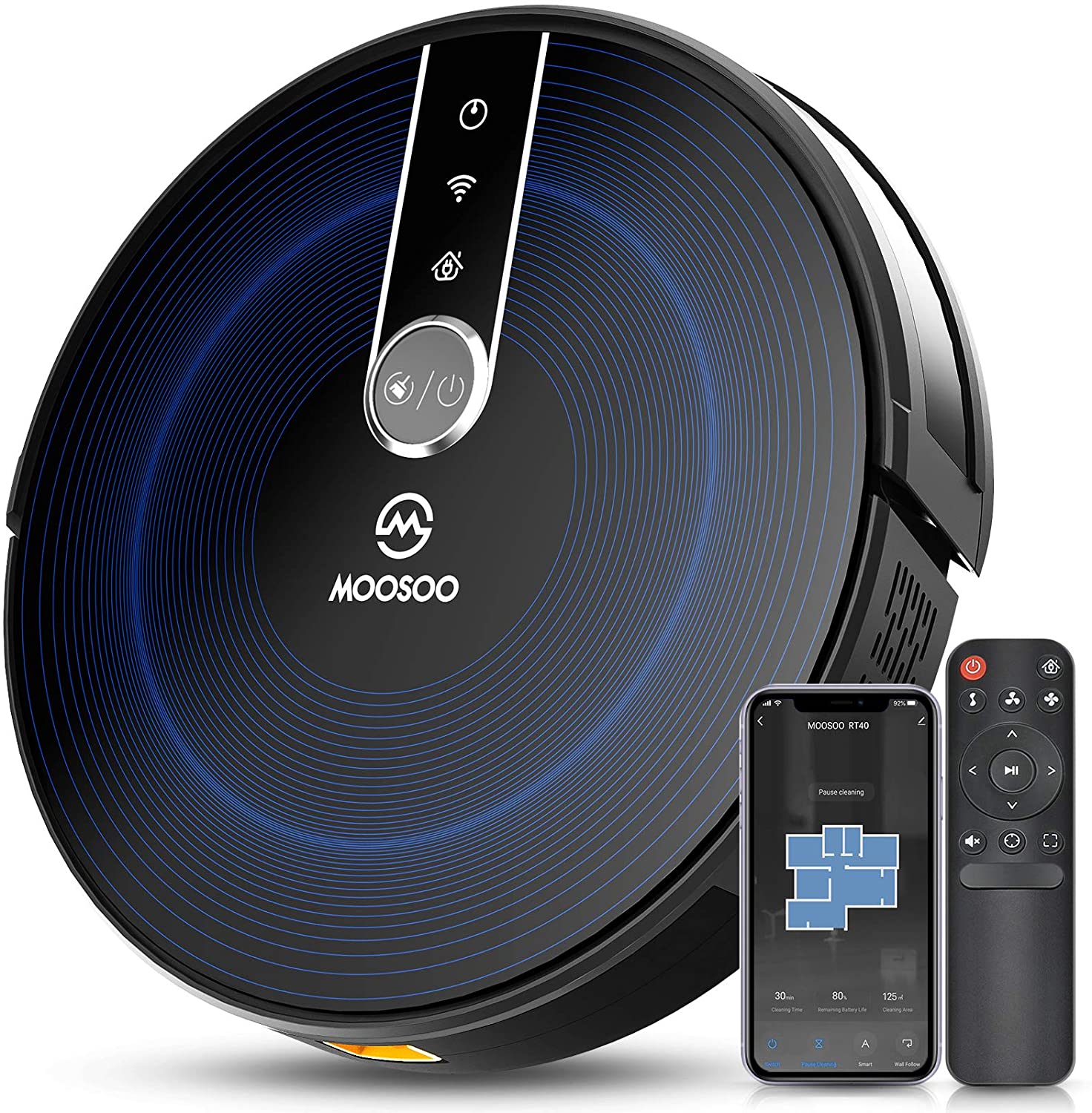 MOOSOO RT40 Robot Vacuum Cleaner Wi-Fi Connected 2200Pa Suction Quiet Super Thin Works with Alexa Ideal for Pet Hair Carpets Hard Floors
MOOSOO RT40 Robot Vacuum Cleaner Wi-Fi Connected 2200Pa Suction Quiet Super Thin Works with Alexa Ideal for Pet Hair Carpets Hard Floors