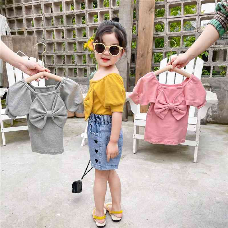 Summer Arrival Girls Fashion Candy Color T Shirt Kids Korean Tops Girl Clothes 210528