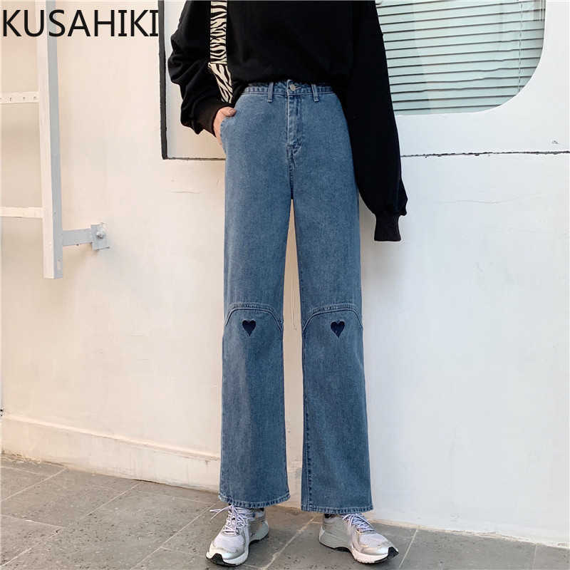 Spring Love Heart Jeans Pants Korean High Waist Women Long Trousers Causal Fashion Demin Wide Leg 6F249 210603, Blue
Spring Love Heart Jeans Pants Korean High Waist Women Long Trousers Causal Fashion Demin Wide Leg 6F249 210603, Blue