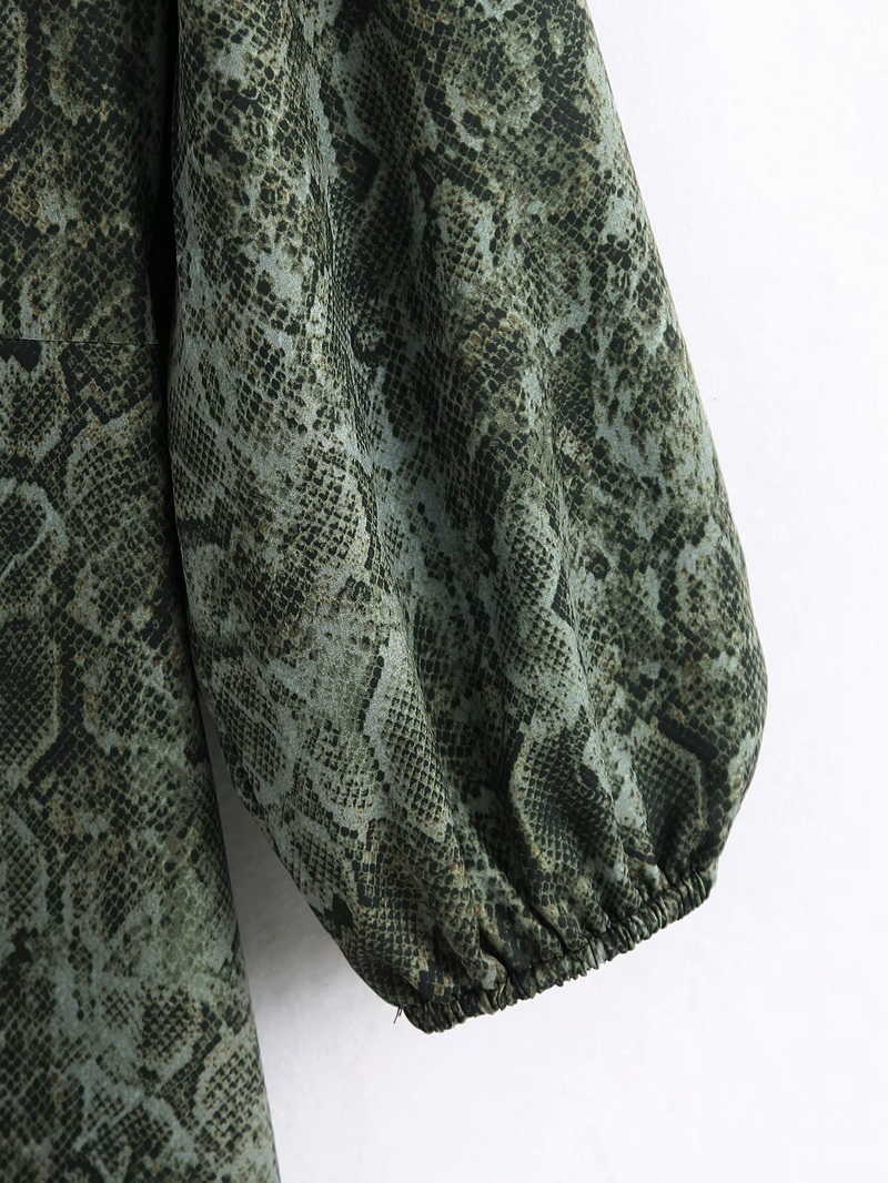 Dress Spring Animal Snake Skin Prints Long Sleeve Women Mini Dresses 210602