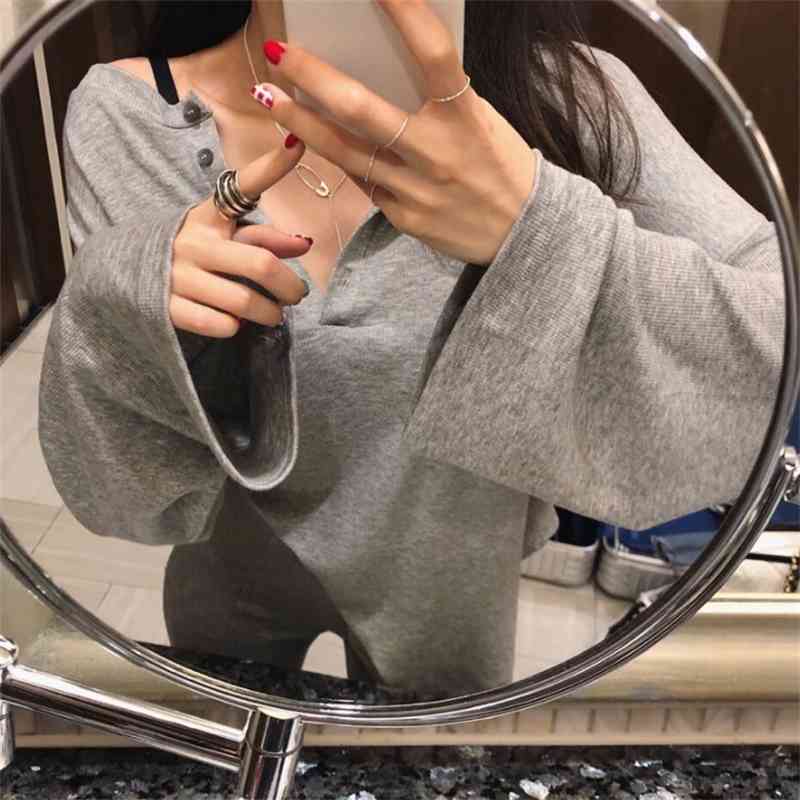 WOMENGAGA Women's Clothing Autumn Winter Semi-open Collar T-shirt + Casual Pants Two-piece Sports Suit Long-sleeved VII1 210603