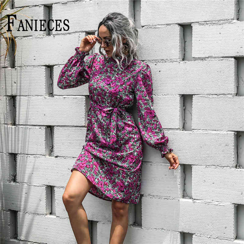 Women Spring Autumn Stand Collar Lantern Sleeve Dress Female Floral Print A-line Vacation Casual Dresses Lace up Waist 210520, Purple
Women Spring Autumn Stand Collar Lantern Sleeve Dress Female Floral Print A-line Vacation Casual Dresses Lace up Waist 210520, Purple