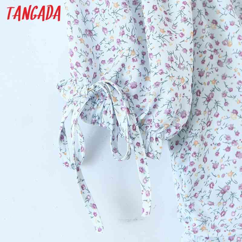 Summer Women Blue Floral Chiffon Bow Short Sleeve Ladies Mini Dress Vestidos DZ13 210416