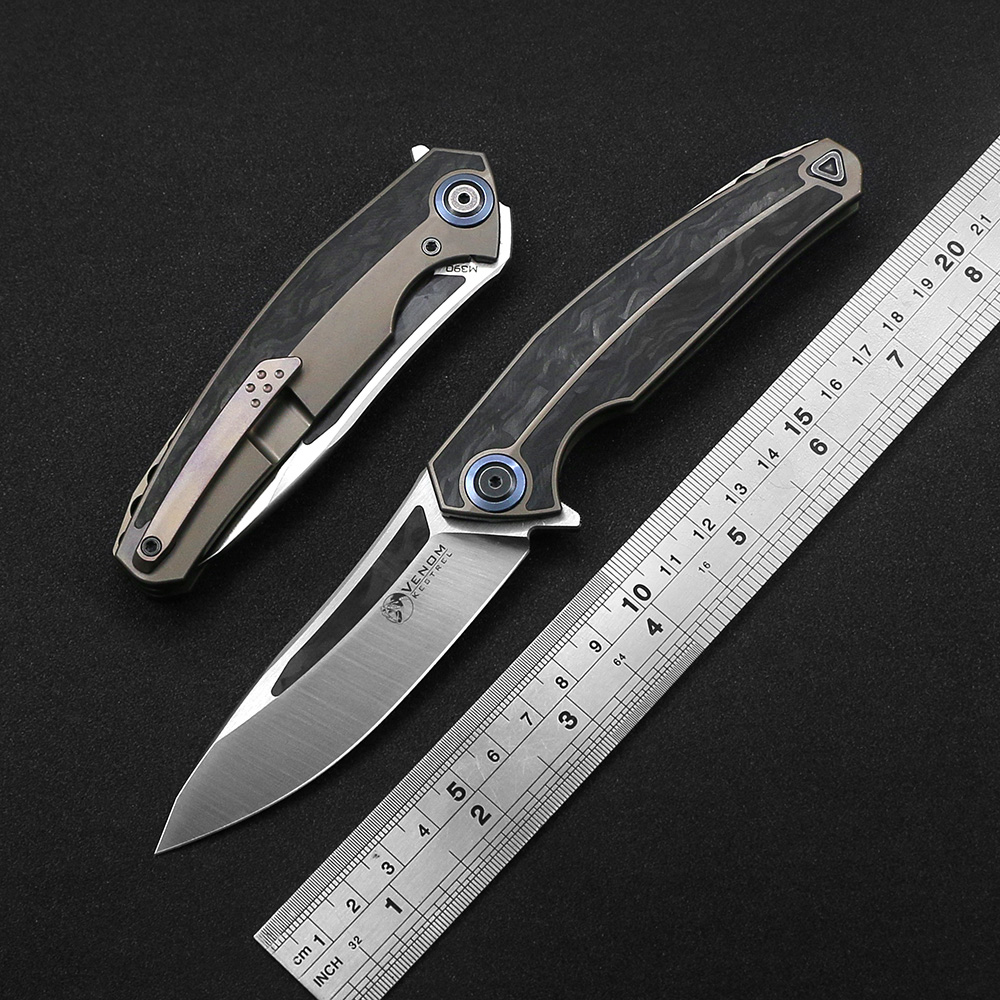 Kevin John VENOM KESTREL Folding Knife Single row ball bearing M390 Blade Titanium+CF Handle Utility Camping Hunting Survival Pocket Kitchen EDC Tools
Kevin John VENOM KESTREL Folding Knife Single row ball bearing M390 Blade Titanium+CF Handle Utility Camping Hunting Survival Pocket Kitchen EDC Tools