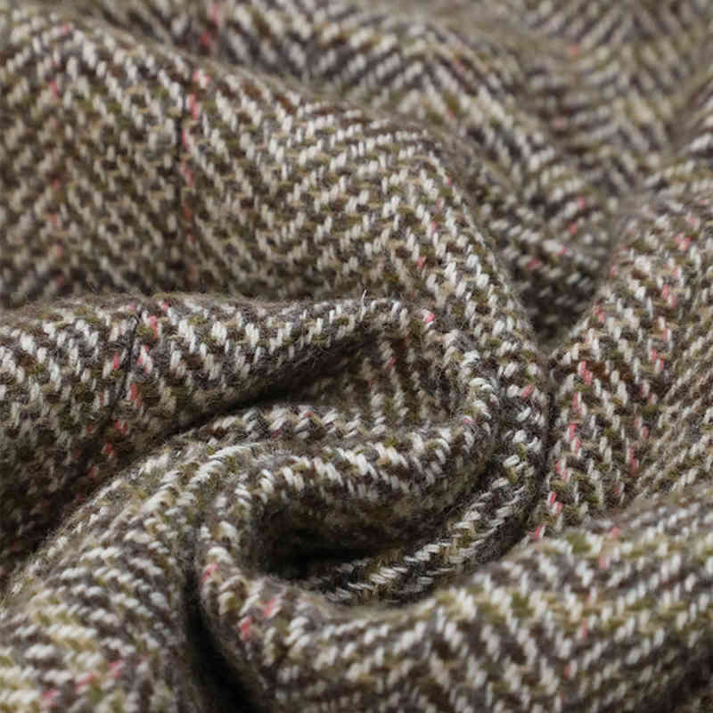 Plaid Tweed Casual Pants For Women High Waist Straight Wide Leg Trousers Female Fashion Autumn Clothing 210521