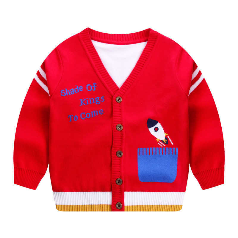 Autumn New V-neck Toddler Cardigan Sweater Rocket Top Kids Knitted Sweater Single Breasted Baby Boys Cardigan Sweaters Y1024