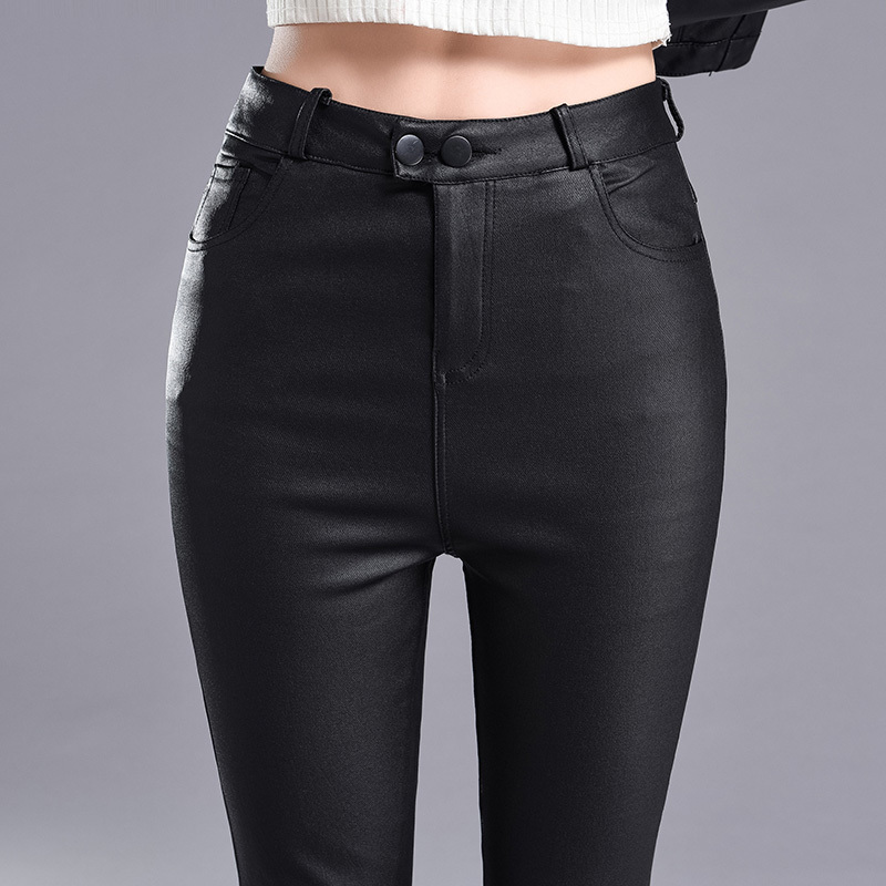 Slim Long PU Leather Trousers Autumn Women High Waist Stretch Leggings Sexy Bodycon Casual Pencil Pants 7367 50 210506