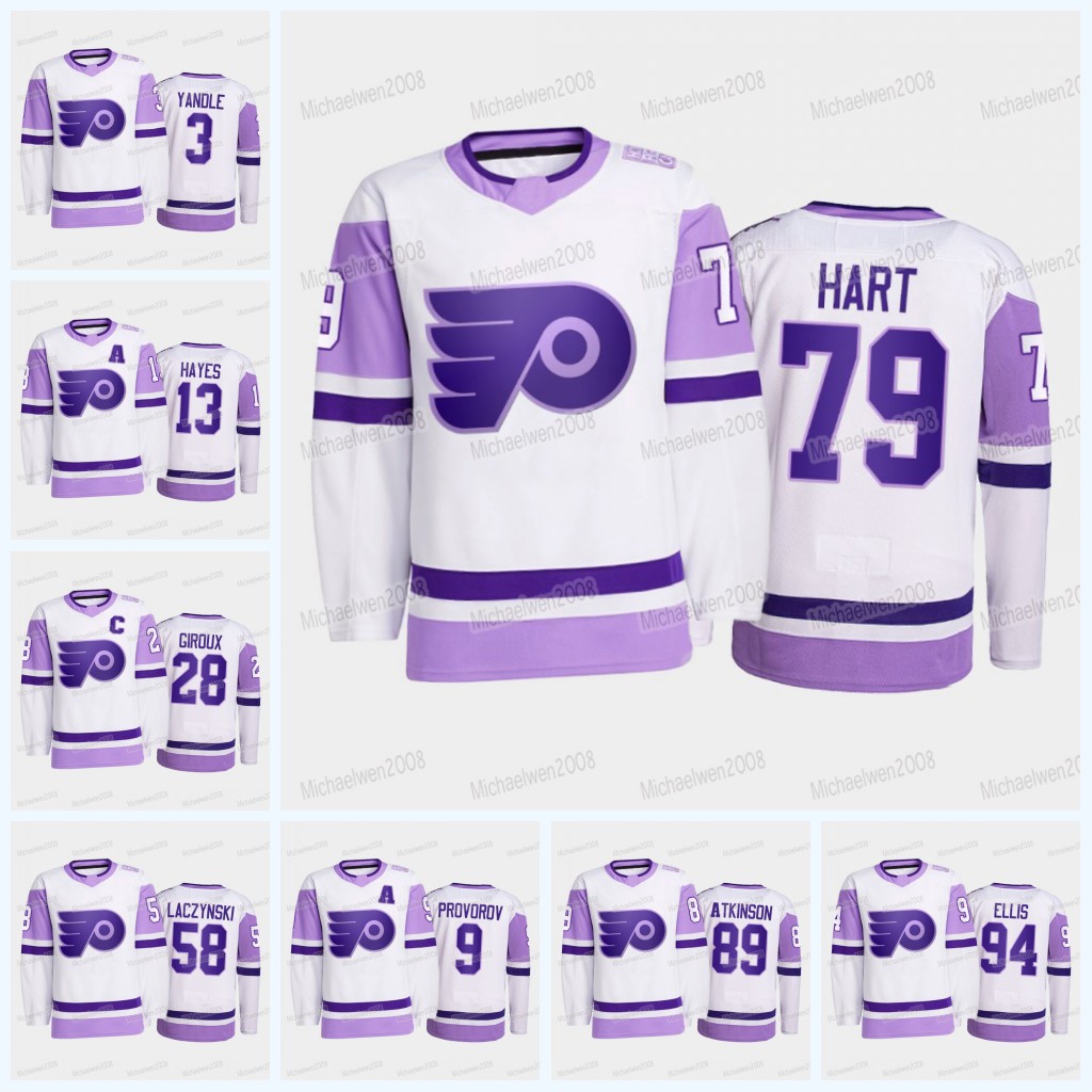 Carter Hart Philadelphia Flyers 2021-22 Fights Cancer Jersey Cam Atkinson Joel Farabee Zack MacEwen Claude Giroux Sean Couturier Keith Yandle Ivan Provorov, Youth
Carter Hart Philadelphia Flyers 2021-22 Fights Cancer Jersey Cam Atkinson Joel Farabee Zack MacEwen Claude Giroux Sean Couturier Keith Yandle Ivan Provorov, Youth