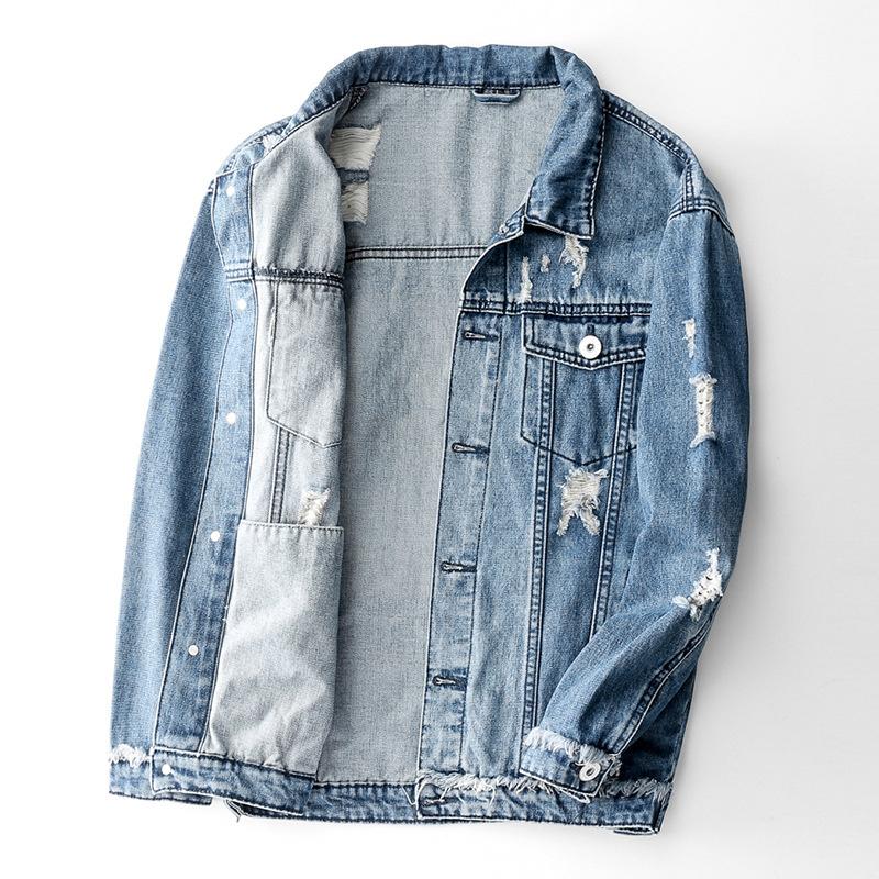 Men's Jackets Autumn Student Youth Blue Hole Denim Jacket Harajuku Fashion Loose Lapel Solid Color All-match Casual Cotton Brand
Men's Jackets Autumn Student Youth Blue Hole Denim Jacket Harajuku Fashion Loose Lapel Solid Color All-match Casual Cotton Brand