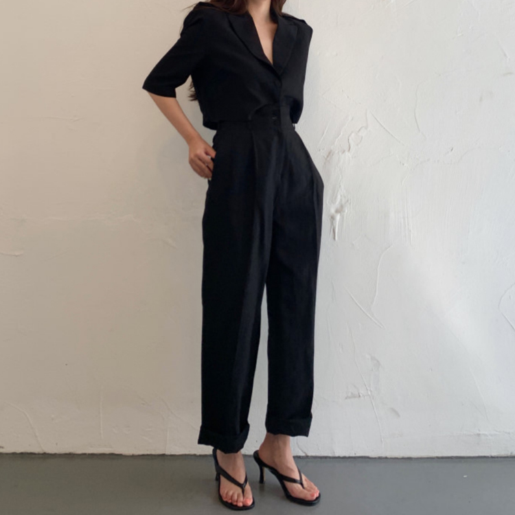 Korean Summer Fashion 2 Piece Set Women Elegant Short Blazer + High Waist Wide leg Pants Female Outfit 210518