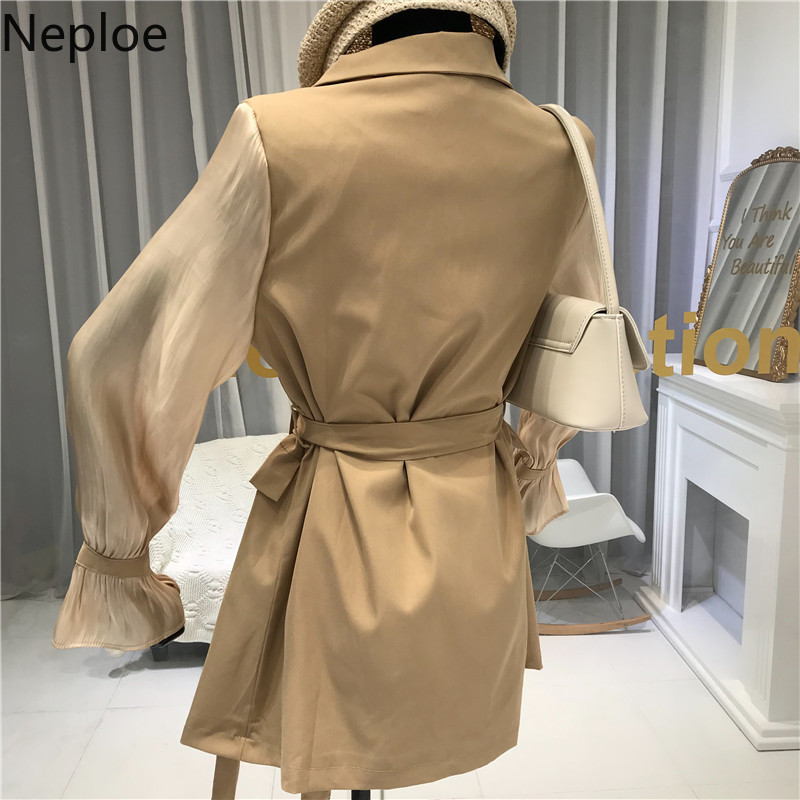 Blazer Dress Women Fashion Notched Collar Flare Sleeve Vestidos Summer Casual Lace Up Slim Waist Female Dresses 210422