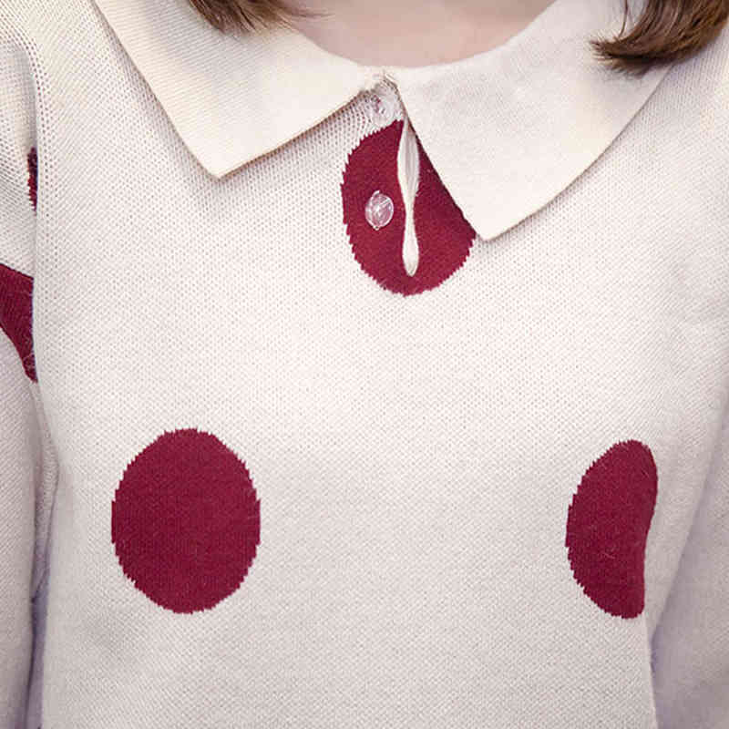 Autumn Winter Korean 4XL Plus Size Women Polka Dot Dress Ladies Slit Knitted Dresses D07706R 210416
