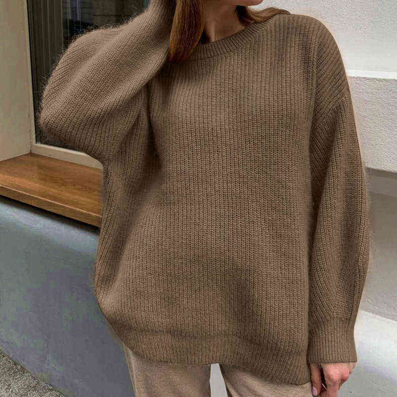 Soft Knitted Cashmere Women Sweaters Winter Loose Solid Thick Female Pullovers Warm Basic Ladies Knitwear Jumper 211123wtt