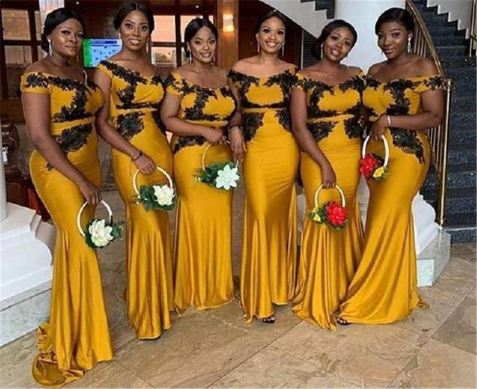 Bridesmaid Dress Mermaid Off The Shoulder Dresses With Black Lace Appliques Flloor Length Wedding Party
Bridesmaid Dress Mermaid Off The Shoulder Dresses With Black Lace Appliques Flloor Length Wedding Party