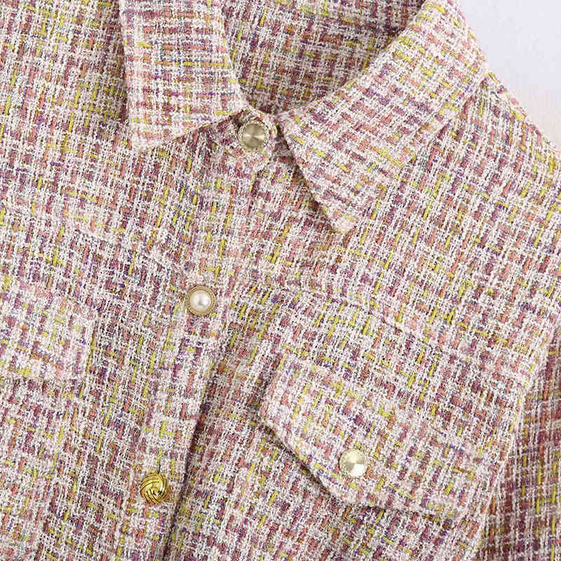 Small Fragrance Color Plaid Lapel Single Breasted Long Sleeve Chic with Belt Female Jacket Korean Autumn Fashion Women's Coat 210507