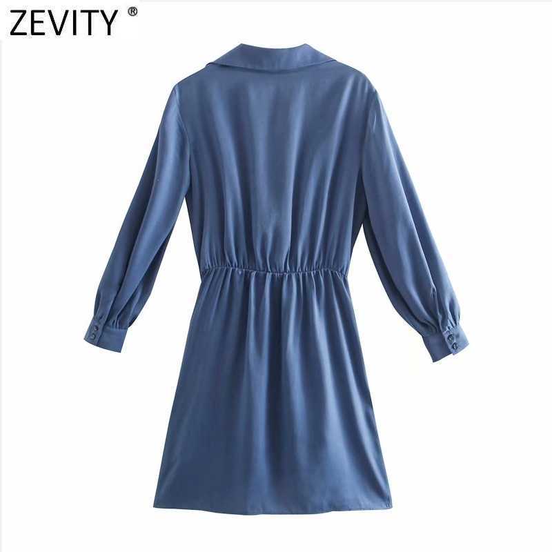 Zevity Women Fashion Solid Color Bow Tied Decoration Casual Slim Shirt Dress Office Lady Chic Breasted Business Vestidos DS8139 210630