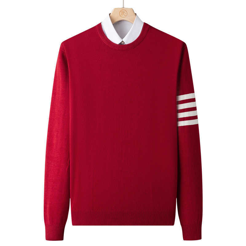 Varsanol O-Neck Pullover Sweater for Men Knitted Army Striped Winter Slim Korean Fashion Mens Cloting Long Sleeve Homme Pull 4XL 210601