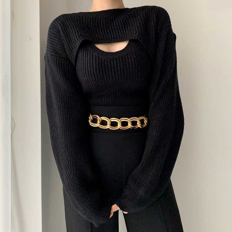 Gagaok Round Collar Long Sleeve Women Knitted Tops Korean Fashion Sweater Spring Vintage Female Pullover Drop 210914