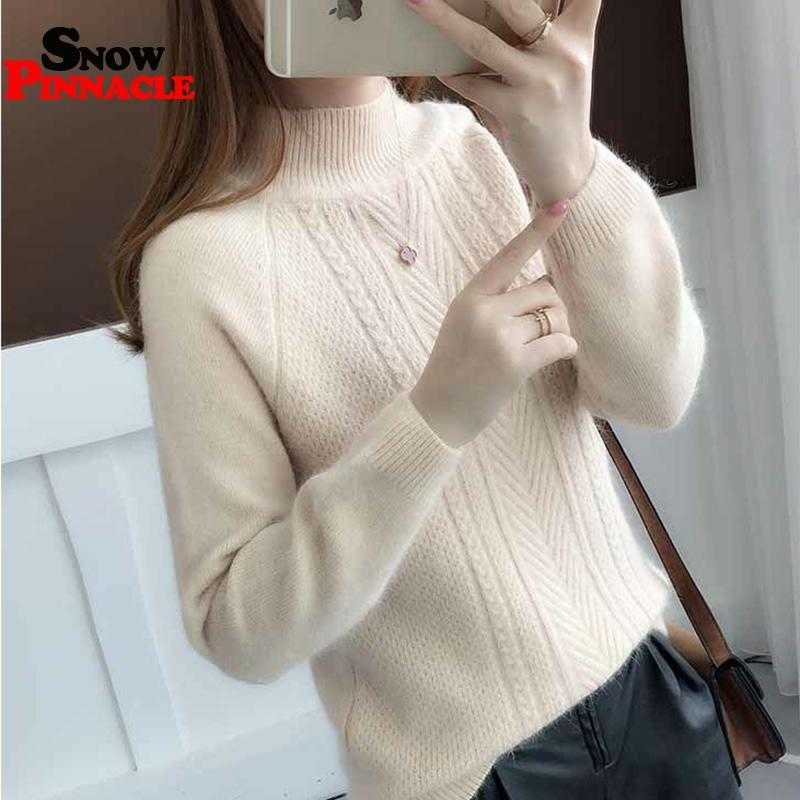 Women knitted sweater Autumn winter turtleneck pullovers tassel elegant female long sleeved knitwear 210524