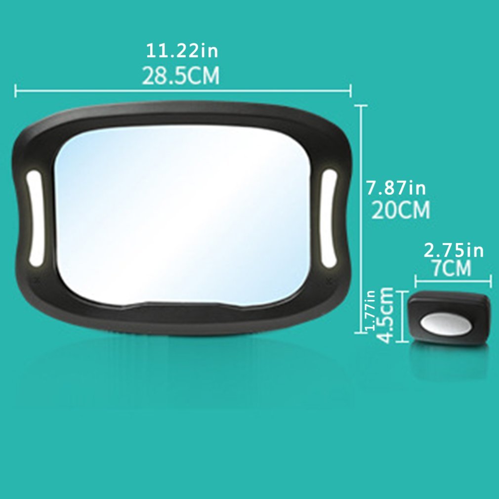 Car seat Rear view mirror Baby view mirror Remote Led Lighting Rear view mirror Acryl Abs 360 degrees Rotation