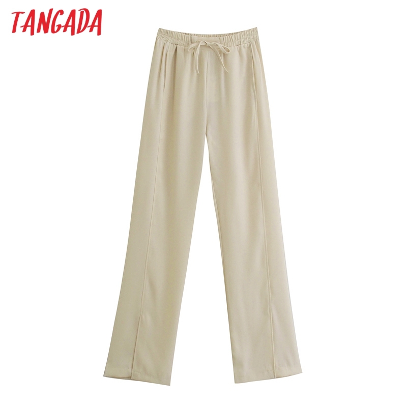 Fashion Women Long Suit Trousers Strethy Waist Pockets Office Lady Pants Pantalon JE06 210416