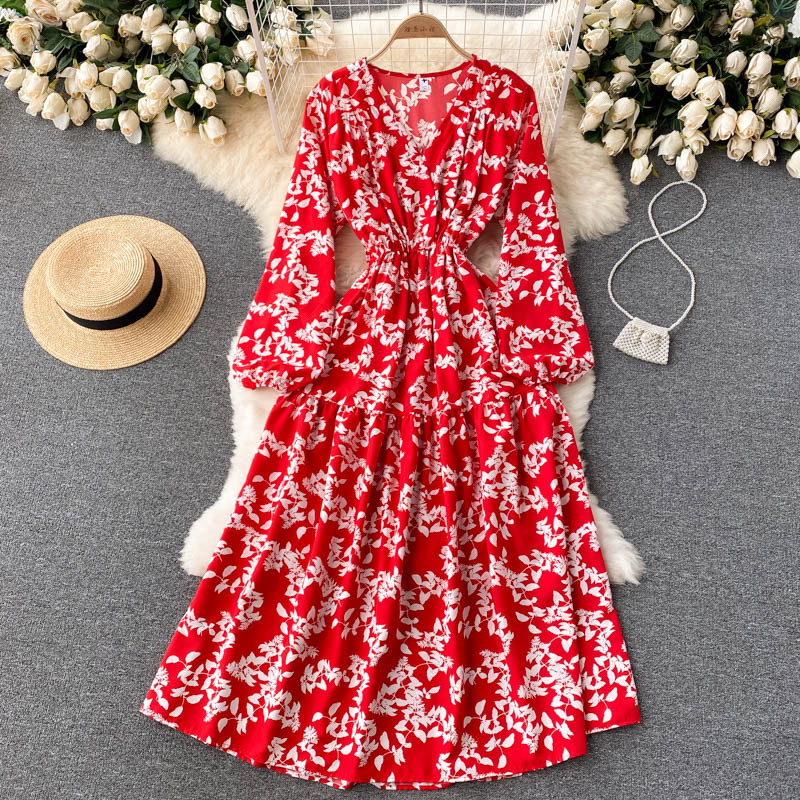 autumn vintage floral long dress women casual v-neck puff sleeve high waist a-line vestidos elegant female robe 2021 new fashion, Black;gray
autumn vintage floral long dress women casual v-neck puff sleeve high waist a-line vestidos elegant female robe 2021 new fashion, Black;gray