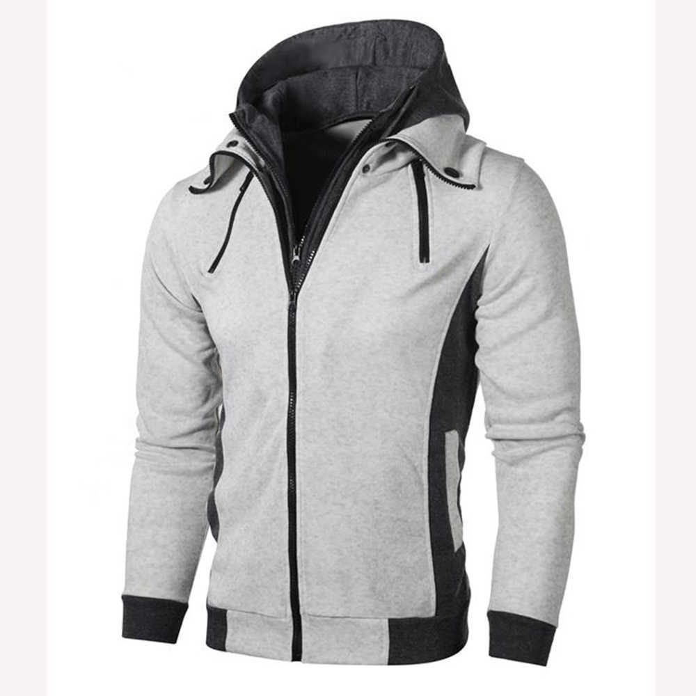 Zipper Men Jacket Autumn Winter Casual Fleece Coats Bomber Jacket Scarf Collar Fashion Hooded Male Outwear Slim Fit Hoody MWW178 211018