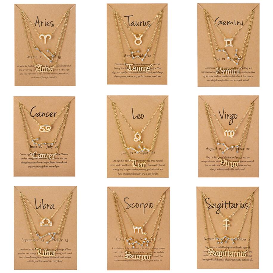 3pcs/set Gold Silver Stainless Steel Star Zodiac Sign Neckless 12 Constellation Pendant Necklace Women Gold Chain Necklace Men Jewelry gift
3pcs/set Gold Silver Stainless Steel Star Zodiac Sign Neckless 12 Constellation Pendant Necklace Women Gold Chain Necklace Men Jewelry gift