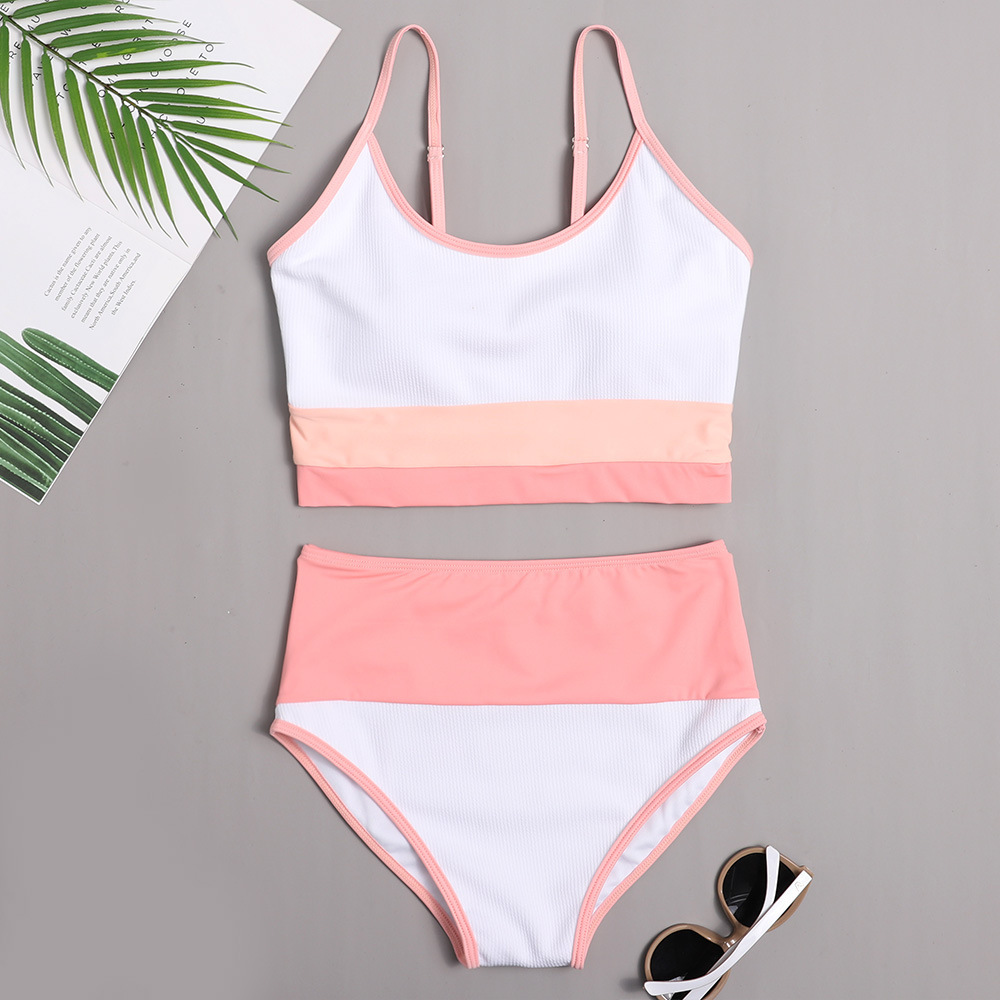 Sports Bra High Waist Bikinis Swimwear Women Push Up Swimsuits Longline Brazilian Bikini Ribbed Biquini Swim Bathing Suits 210520