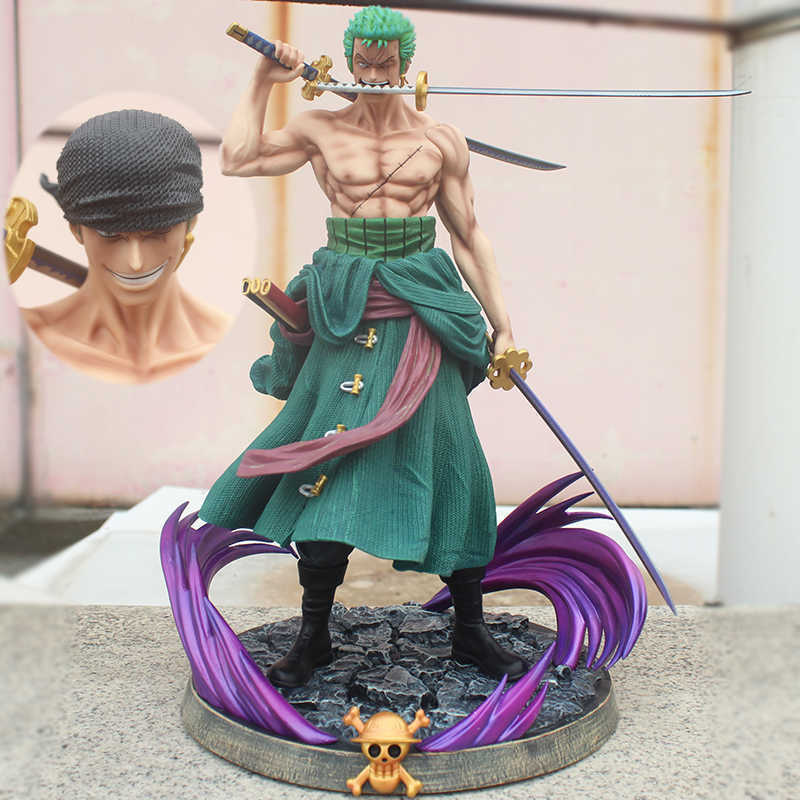 

37cm Anime One Piece ZORO Statue Action Figure GK Roronoa Zoro PVC Figurine Collectible Model Toys Q0621, No box