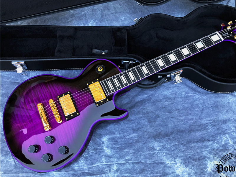 Custom Flame Maple Guitar G, purple Bound Premium shell inlaid with gold accessories
Custom Flame Maple Guitar G, purple Bound Premium shell inlaid with gold accessories