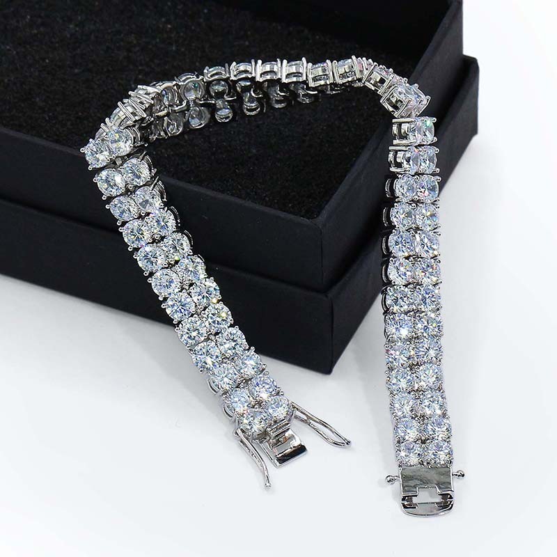 Commodity Hip-hop Micro-inlaid Zirconium Stone Bracelet Both Row Man Gold Bracelet Tennisbracelet