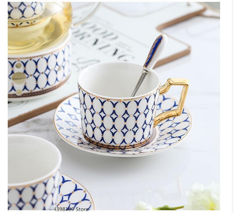 Cups & Saucers European Style Teapot Bone China Coffee Cup Saucer Set Hand-painted Striped Ceramic English Afternoon Tea Drinking