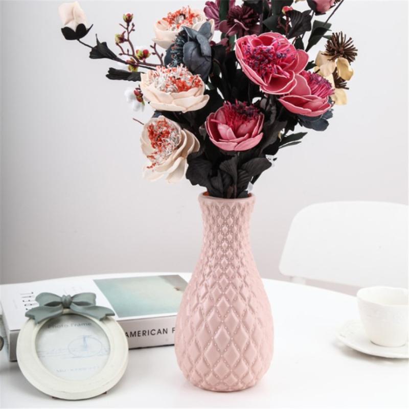 Plastic Flower Vase Decoration Home White Vases Imitation Ceramic Pot Nordic Style Basket