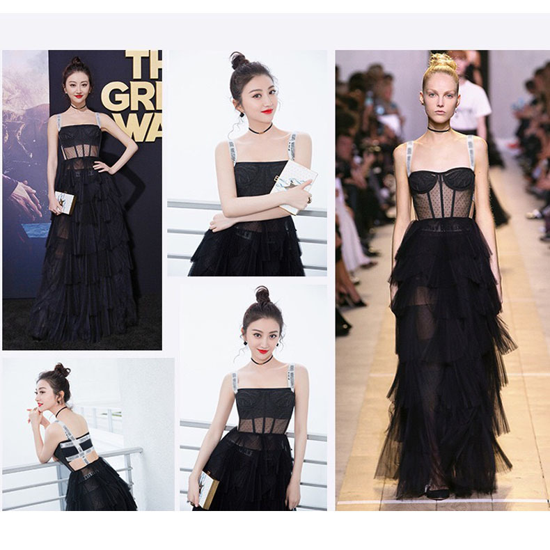 Strap Dresses Female Sleeveless High Waist Hollow Out Patchwork Mesh Dress Fashion Clothes Summer sukienki 210421